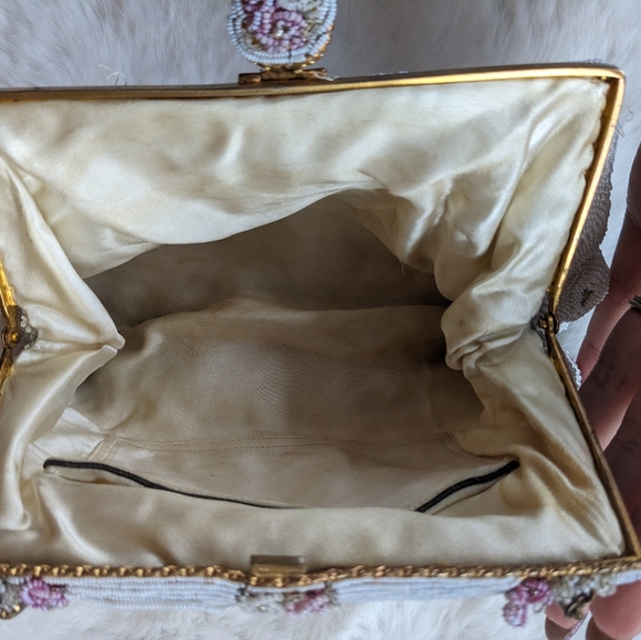 Real pointe de Beauvais vintage early 1900s beaded silk purse - Picture 4 of 4